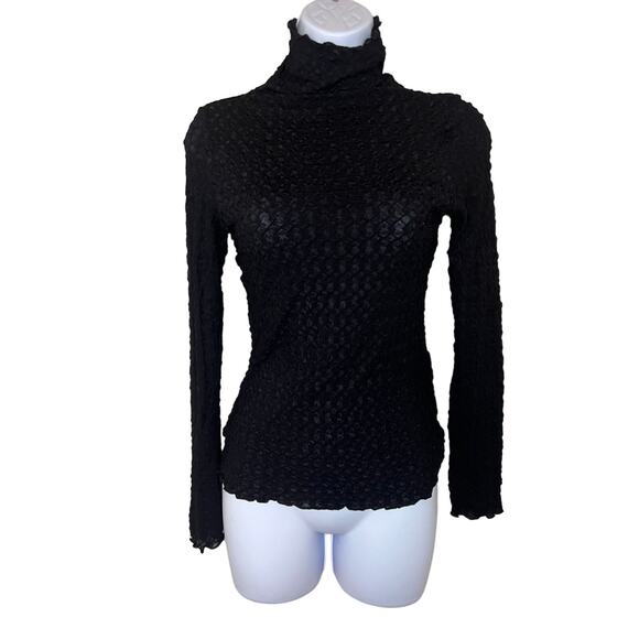 S. Deer High Neck Slim Fit Textured Top Dark Academia minimalist  matrix - Picture 7 of 11